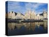 Reflection of Waterfront Town Houses, Ghent, Flanders, Belgium, Europe-Christian Kober-Stretched Canvas
