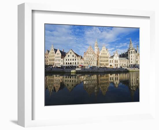 Reflection of Waterfront Town Houses, Ghent, Flanders, Belgium, Europe-Christian Kober-Framed Photographic Print