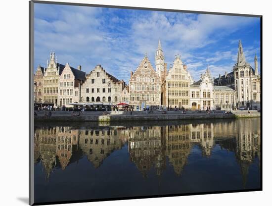 Reflection of Waterfront Town Houses, Ghent, Flanders, Belgium, Europe-Christian Kober-Mounted Photographic Print