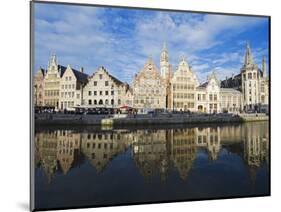 Reflection of Waterfront Town Houses, Ghent, Flanders, Belgium, Europe-Christian Kober-Mounted Photographic Print