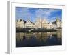 Reflection of Waterfront Town Houses, Ghent, Flanders, Belgium, Europe-Christian Kober-Framed Photographic Print