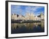 Reflection of Waterfront Town Houses, Ghent, Flanders, Belgium, Europe-Christian Kober-Framed Photographic Print