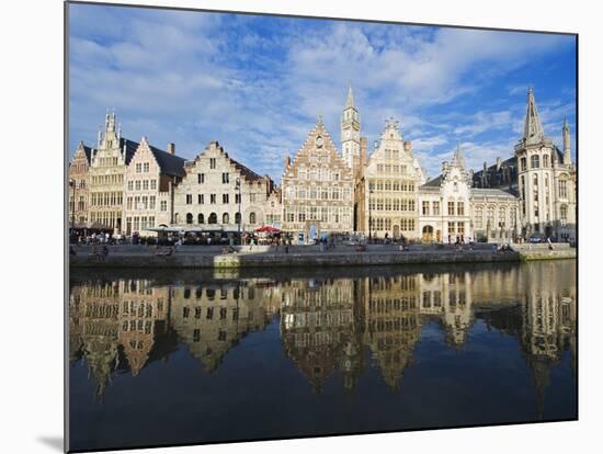 Reflection of Waterfront Town Houses, Ghent, Flanders, Belgium, Europe-Christian Kober-Mounted Photographic Print