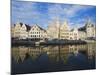 Reflection of Waterfront Town Houses, Ghent, Flanders, Belgium, Europe-Christian Kober-Mounted Photographic Print