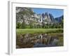 Reflection of Yosemite Falls in Merced River, Yosemite National Park, California, USA-null-Framed Photographic Print