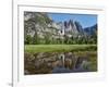 Reflection of Yosemite Falls in Merced River, Yosemite National Park, California, USA-null-Framed Photographic Print