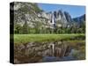 Reflection of Yosemite Falls in Merced River, Yosemite National Park, California, USA-null-Stretched Canvas