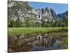 Reflection of Yosemite Falls in Merced River, Yosemite National Park, California, USA-null-Stretched Canvas