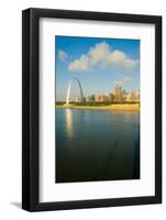 Reflection on Gateway Arch ("Gateway to the West") and skyline of St. Louis, Missouri at sunrise...-null-Framed Photographic Print