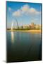 Reflection on Gateway Arch ("Gateway to the West") and skyline of St. Louis, Missouri at sunrise...-null-Mounted Photographic Print