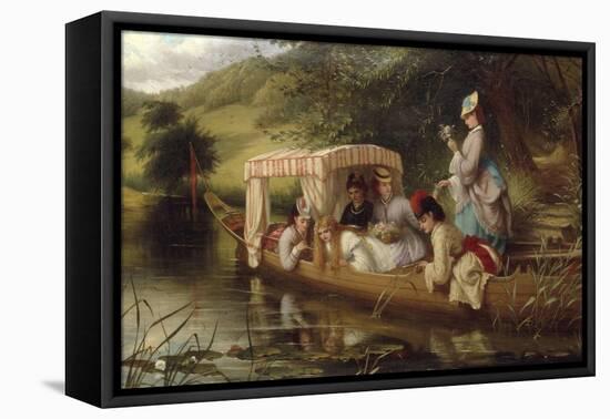 Reflections, 1873 (Ladies in a boat)-Thomas Brooks-Framed Stretched Canvas