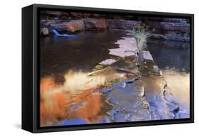 Reflections a River Cascades Down Weano Gorge-null-Framed Stretched Canvas