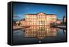 Reflections at Castle Bruchsal, Baden-Wurttemberg, Germany, Europe-Andreas Brandl-Framed Stretched Canvas