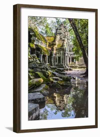 Reflections at Ta Prohm Temple (Rajavihara)-Michael Nolan-Framed Photographic Print