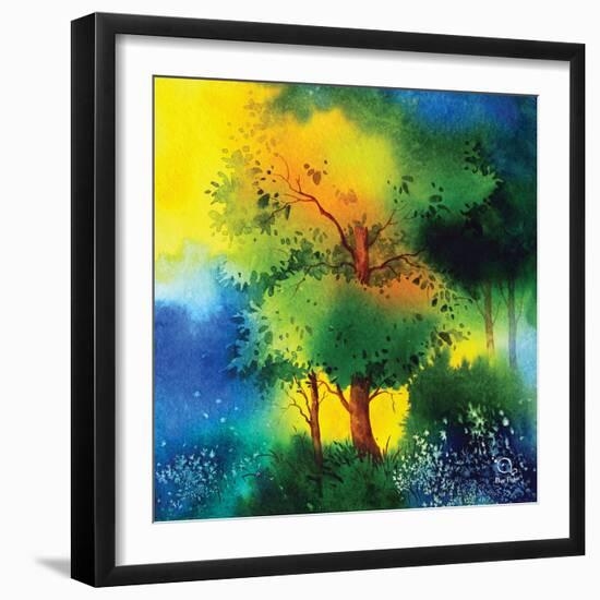 Reflections II-Blue Fish-Framed Art Print