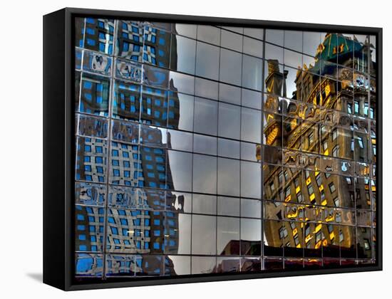 Reflections in Glass, Manhattan, New York City-Sabine Jacobs-Framed Stretched Canvas