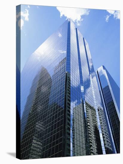 Reflections in Glass of a Modern Skyscraper, Downtown, Calgary, Alberta, Canada-Ethel Davies-Stretched Canvas