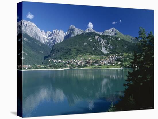 Reflections in Lake, Molveno, Brenta Dolomites, Dolomite Mountains, Trentino Alto-Adige, Italy-Gavin Hellier-Stretched Canvas