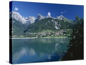 Reflections in Lake, Molveno, Brenta Dolomites, Dolomite Mountains, Trentino Alto-Adige, Italy-Gavin Hellier-Stretched Canvas