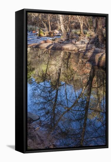 Reflections in Oak Creek at Low Water-Michael Qualls-Framed Stretched Canvas