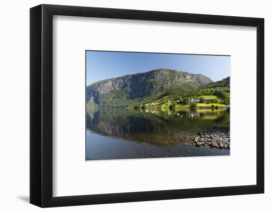 Reflections in still water at Lake Granvinvatnet, Hordaland, Vestlandet-Ellen Rooney-Framed Photographic Print