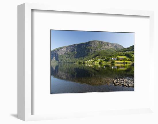 Reflections in still water at Lake Granvinvatnet, Hordaland, Vestlandet-Ellen Rooney-Framed Photographic Print