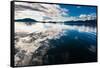 Reflections in the calm waters of the Inside Passage, Southeast Alaska, USA-Mark A Johnson-Framed Stretched Canvas