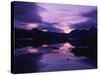 Reflections in the Lake of Sunset over Dark Hills of Rannoch Moor, Highlands, Scotland-null-Stretched Canvas