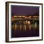 Reflections in the River Arno of Lights on the Ponte Vecchio, Florence, Tuscany, Italy-Roy Rainford-Framed Photographic Print