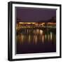 Reflections in the River Arno of Lights on the Ponte Vecchio, Florence, Tuscany, Italy-Roy Rainford-Framed Photographic Print