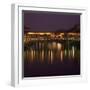 Reflections in the River Arno of Lights on the Ponte Vecchio, Florence, Tuscany, Italy-Roy Rainford-Framed Photographic Print