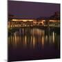 Reflections in the River Arno of Lights on the Ponte Vecchio, Florence, Tuscany, Italy-Roy Rainford-Mounted Photographic Print