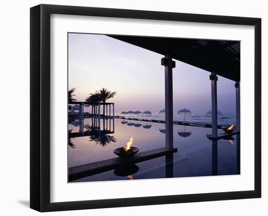 Reflections in the Still Water of the Infinity Pool at Sunset, at the Chedi Hotel-John Warburton-lee-Framed Photographic Print