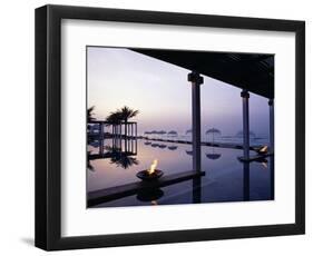 Reflections in the Still Water of the Infinity Pool at Sunset, at the Chedi Hotel-John Warburton-lee-Framed Photographic Print