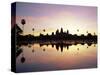 Reflections in Water in the Early Morning of the Temple of Angkor Wat at Siem Reap, Cambodia, Asia-Gavin Hellier-Stretched Canvas