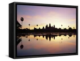 Reflections in Water in the Early Morning of the Temple of Angkor Wat at Siem Reap, Cambodia, Asia-Gavin Hellier-Framed Stretched Canvas