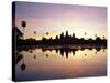 Reflections in Water in the Early Morning of the Temple of Angkor Wat at Siem Reap, Cambodia, Asia-Gavin Hellier-Stretched Canvas