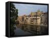 Reflections in Water of Buildings, with the Cathedral of St. Etienne, Metz, Lorraine, France-Woolfitt Adam-Framed Stretched Canvas