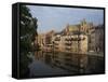 Reflections in Water of Buildings, with the Cathedral of St. Etienne, Metz, Lorraine, France-Woolfitt Adam-Framed Stretched Canvas