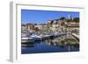 Reflections of boats and Le Suquet, Old port, Cannes, Cote d'Azur, Alpes Maritimes, France-Eleanor Scriven-Framed Photographic Print