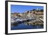 Reflections of boats and Le Suquet, Old port, Cannes, Cote d'Azur, Alpes Maritimes, France-Eleanor Scriven-Framed Photographic Print