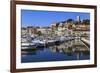 Reflections of boats and Le Suquet, Old port, Cannes, Cote d'Azur, Alpes Maritimes, France-Eleanor Scriven-Framed Photographic Print