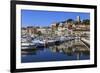 Reflections of boats and Le Suquet, Old port, Cannes, Cote d'Azur, Alpes Maritimes, France-Eleanor Scriven-Framed Photographic Print