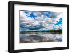 Reflections of clouds in the Casiquiare River in the deep south of Venezuela-Michael Runkel-Framed Photographic Print