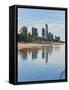 Reflections of High Rise Buildings at Surfers Paradise Beach, Gold Coast, Queensland, Australia-Matthew Williams-Ellis-Framed Stretched Canvas