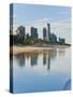 Reflections of High Rise Buildings at Surfers Paradise Beach, Gold Coast, Queensland, Australia-Matthew Williams-Ellis-Stretched Canvas