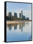 Reflections of High Rise Buildings at Surfers Paradise Beach, Gold Coast, Queensland, Australia-Matthew Williams-Ellis-Framed Stretched Canvas