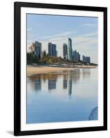 Reflections of High Rise Buildings at Surfers Paradise Beach, Gold Coast, Queensland, Australia-Matthew Williams-Ellis-Framed Photographic Print
