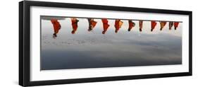 Reflections of Hindu Holy Men Arriving on the Banks of the Ganges River for a Holy Dip, India-null-Framed Photographic Print