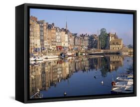 Reflections of Houses and Boats in the Old Harbour at Honfleur, Basse Normandie, France, Europe-Richard Ashworth-Framed Stretched Canvas